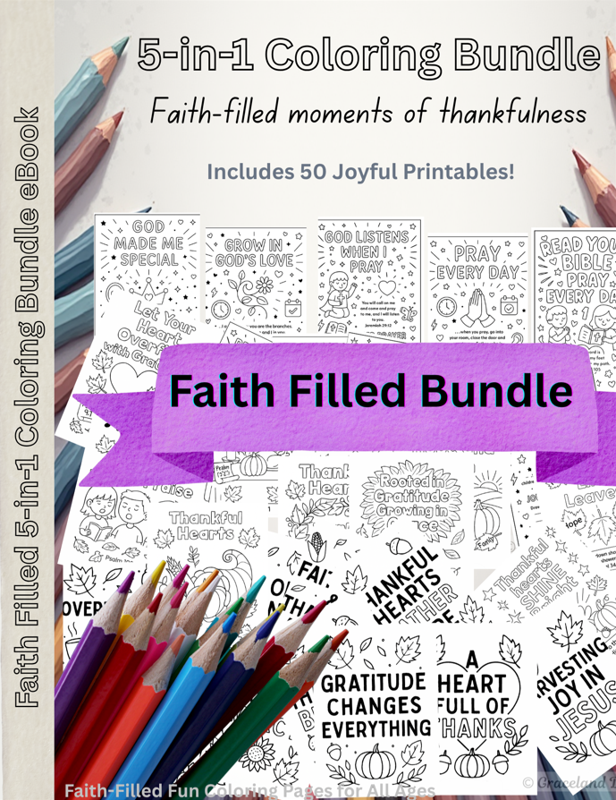 Faith filled 5-in-1 bundle childrens coloring pages pdf ebook download