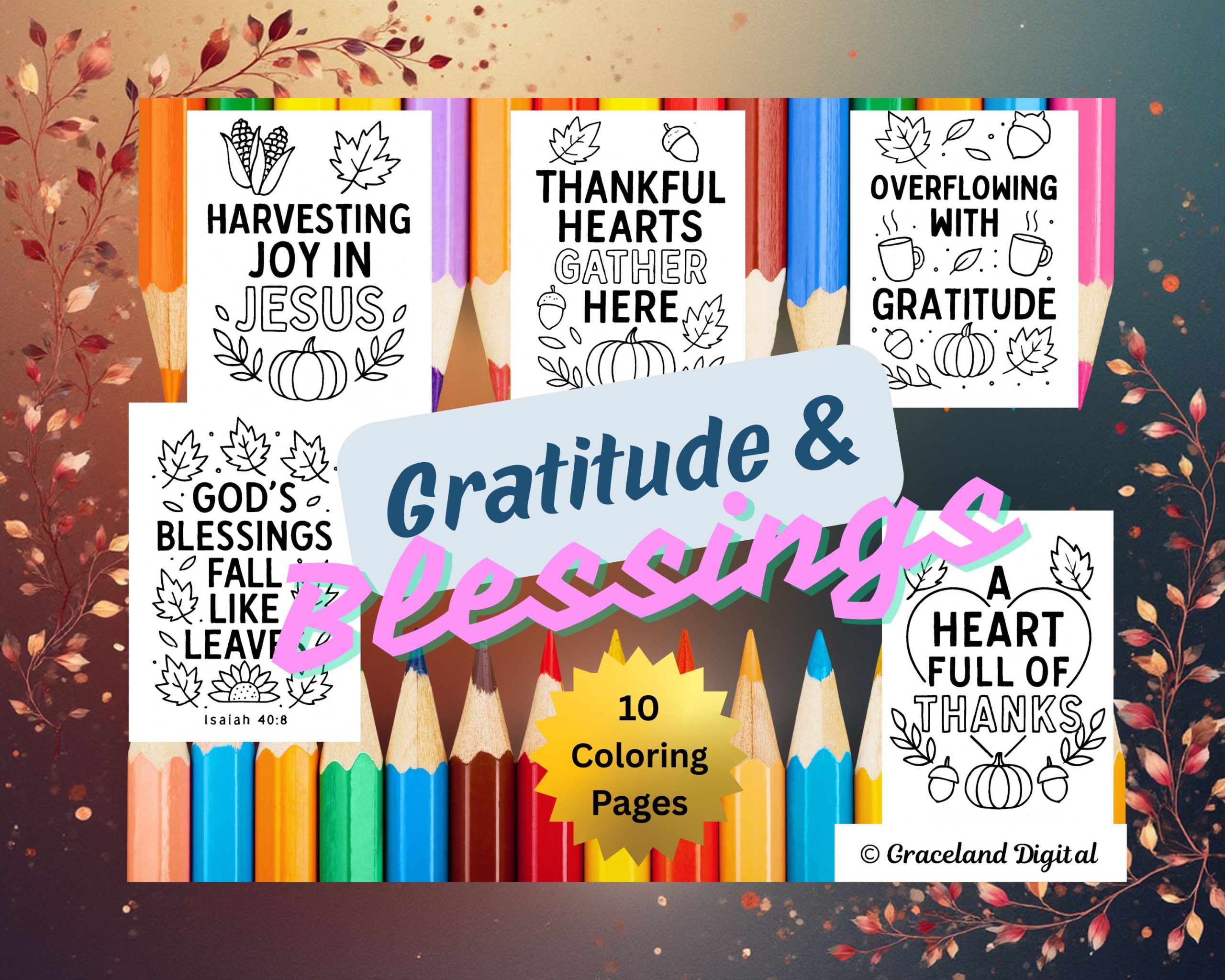 Gratitude & Blessings Coloring Pages Mockup
